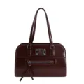 Retro oil wax leather women handbag brown casual versatile Boston shoulder bag variant - Brown No Pendant