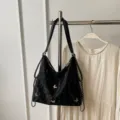 Large capacity black butterfly tote bag women versatile commuter shoulder bag backpack with chain. - Black