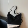 Minimalist retro women backpack versatile shoulder bag casual daily commuter tote bag black. - Black