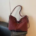 Vintage red multi-use women handbag, stylish convertible shoulder and backpack daily bag. - Burgundy
