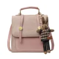 Sac a dos femme rose tendance avec porte cles lapin mignon sac decontracte en cuir pu - Rose Avec Pendentif
