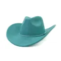 Blue-green suede cowboy hat, wide brim fedora style, elegant western hat variant. - Peacock Light Blue