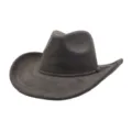 Dark grey suede cowboy hat, classic wide brim and braided band design for men and women. - Cement Gray