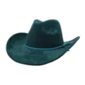 Dark green suede cowboy hat for men and women, flat brim fedora hat with braided band. - Dark Green