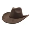 Brown suede cowboy hat fedora hat with braided band for men and women retro style - Light Coffee