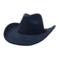 Navy blue faux suede cowboy hat fedora for men and women wide brim stylish casual. - Navy Blue