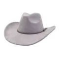 Grey suede cowboy hat western style fedora for men and women wide brim stylish hat new - Medium Grey