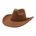 Classic brown suede cowboy hat for men and women, wide brim fashion gentleman hat outdoor. - Dark Brown
