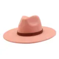 Pink suede fedora hat detail view featuring an ethnic patterned brown leather band. - 58cm / Rose Quartz