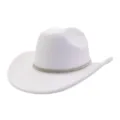 Detailed view of white felt cowboy hat with sparkling rhinestone band, stylish western accessory. - One Size / White