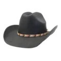 Black western cowboy straw hat with beaded hatband, wide brim outdoor sun hat for men and women. - M (56-58cm) / Black
