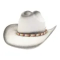 Western cowboy straw hat with ethnic beaded band, gradient color wide brim fedora for outdoor sun. - M (56-58cm) / White