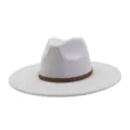 Grey suede fedora hat detail, wide brim design with brown patterned band, casual style. - M (56-58cm) / Light Gray