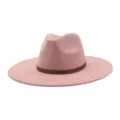 Close-up view of the pink faux suede fedora hat, highlighting the exquisite woven band detail. - M (56-58cm) / Pink