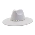 Close-up of light grey suede fedora hat featuring a delicate pearl rhinestone flower band. - M (56-58cm) / Light Gray