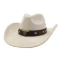 Men Women Suede Cowboy Hat Western Bull Skull Jazz Hat Wide Brim Fashion Cap Beige - One Size 57-58cm / Beige
