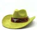 Green suede western cowboy hat with brown leather band and silver bull skull accent. - M (56-58cm) / Avocado Green