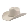 Beiger Western Cowboyhut aus Wildlederimitat mit Strassband und modischer breiter Krempe. - M (56-58cm) / Beige