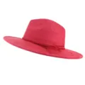 Red suede fedora hat with wide brim and tassel band detail view for stylish outfit - M (56-58cm) / Red