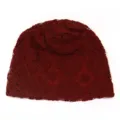 Women's dark red lace slouchy beanie hat floral crochet skull cap breathable fashion accessory - Adjustable / Burgundy