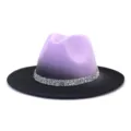 Chapeau fedora en feutre dégradé pour automne hiver avec bande de strass scintillante. - 58cm / Couleur 4