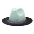 Automne hiver style britannique hommes femmes large bord feutre fedora chapeau strass - 58cm / Couleur n° 8