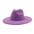 Purple suede fedora hat with sparkling rhinestone band, stylish wide brim jazz cap for adults. - M (56-58cm) / Medium Purple
