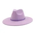 Purple suede fedora hat with sparkly band detail, wide brim stylish gentleman hat for adults. - M (56-58cm) / Light Purple