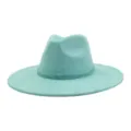 Suede wide brim fedora hat with sparkly beaded band for men and women couple stylish cap. - M (56-58cm) / Mint Green