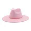 Pink suede fedora hat detail view, stylish wide brim fashion hat for women and men. - M (56-58cm) / Sakura Pink
