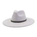 Suede fedora hat detail view, featuring a sparkly rhinestone band and wide flat brim design. - M (56-58cm) / Light Gray
