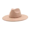 Close up detail of the sparkly beaded decorative band on the stylish wide brim suede fedora hat. - M (56-58cm) / Champagne