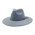 Classic grey blue suede fedora hat with brown braided tassel band for men and women stylish. - M (56-58cm) / Haze Blue