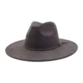 Dark grey suede fedora hat for men and women, wide brim stylish gentleman cap with tassel. - M (56-58cm) / Cement Gray