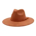 Suede fedora hat for men and women, wide brim jazz hat with braided band and stylish tassel trim. - M (56-58cm) / Caramel color