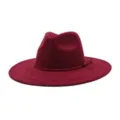 Classic unisex suede fedora hat with wide brim, vintage wine red jazz cap for daily wear - M (56-58cm) / Dark Plum Purple