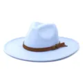 Chapeau Fedora bleu clair à large bord pour femmes hommes, feutre de laine automne hiver. - 58cm / Bleu ciel