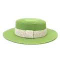 Green flat top straw hat for women men sun protection outdoor travel beach summer sun hat - 58cm / Green