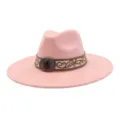 Pink suede jazz hat featuring vintage embroidered band and metal gemstone buckle detail. - 58cm / Dusky Pink