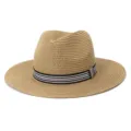 Klassieke strooien fedora hoed voor heren en dames, stijlvolle zonnehoed voor strand en zomer. - Verstelbaar / Khaki
