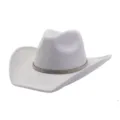 Stylish grey suede cowboy hat with sparkling rhinestone band for women fashion accessories. - Light Gray