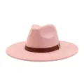 Pink Suede Fedora Hat Wide Brim Flat Brim Gentleman Hat Stylish Accessory For Women And Men - M (56-58cm) / Dusky Pink