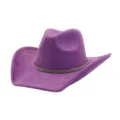 Purple faux suede western cowboy hat with sparkling rhinestone band detail accessory. - Medium Purple