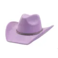 Purple suede cowboy hat with sparkling rhinestone band, stylish wide brim western jazz hat. - Light Purple