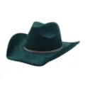 Green soft suede cowboy hat with sparkling rhinestone band detail for autumn winter - Dark Green