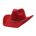 Red suede western cowboy hat with sparkling rhinestone band detail shot fashion headwear - Burgundy