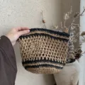Bolso cosmetico tejido a mano negro marron bolsa de almacenamiento variante modelo - Negro+Caqui