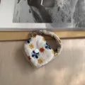 Cute embroidered mini earphone storage pouch, portable floral pattern coin purse case. - Galsang Flower Off-White