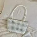 Witte holle zomerstrandtas plastic geweven shopper tas voor dagelijks gebruik en vakantie - Wit