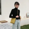 Stylische gelbe PU-Leder Umhängetasche Schultertasche für Damen, perfekt für den Alltag. - Gelbgrün
